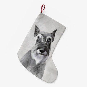 Schnauzer (Riesen) Malerei - Hundekunst Kleiner Weihnachtsstrumpf