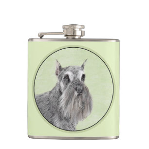 Schnauzer (Riesen, Standard) Malerei - Hundekunst Flachmann