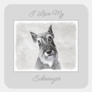Schnauzer (Riesenmalerei) - Hunde Art Square Stick Quadratischer Aufkleber