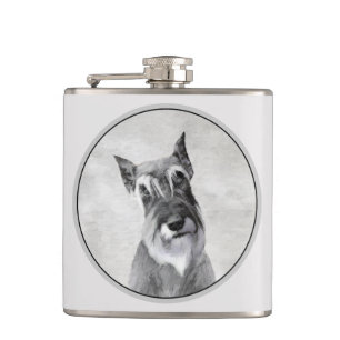 Schnauzer (Riesenmalerei) - Hundekunst Flachmann