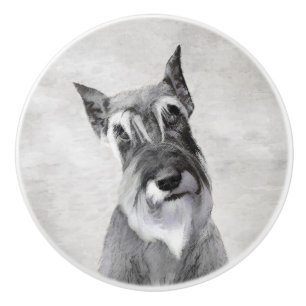 Schnauzer (Riesenmalerei) - Hundekunst Keramikknauf