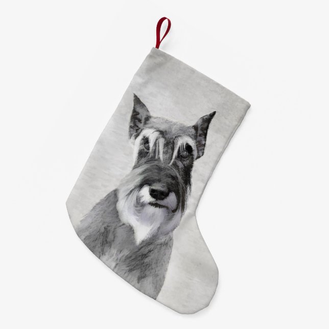 Schnauzer (Riesenmalerei) - Hundekunst Kleiner Weihnachtsstrumpf (Vorderansicht (hängend))