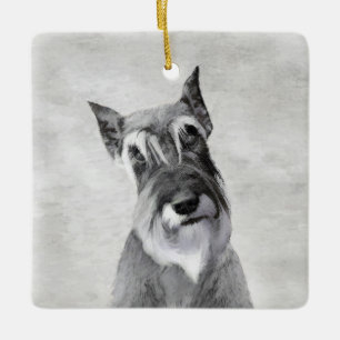Schnauzer (Riesenschnauzer) Malerei - Hunde Kunst Keramikornament