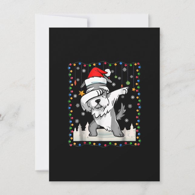 Schnauzer santa leichte Weihnachten Dankeskarte (Vorderseite)