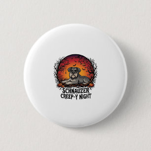 Schnauzer Schleich Nacht Halloween Kürbisse Fleder Button