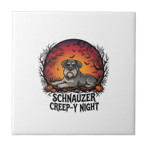 Schnauzer Schleich Nacht Halloween Kürbisse Fleder Fliese
