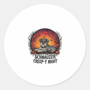 Schnauzer Schleich Nacht Halloween Kürbisse Fleder Runder Aufkleber
