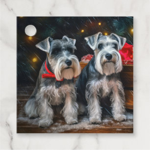 Schnauzer Schneebedeckter Schlitten Weihnachtsdeko Geschenkanhänger