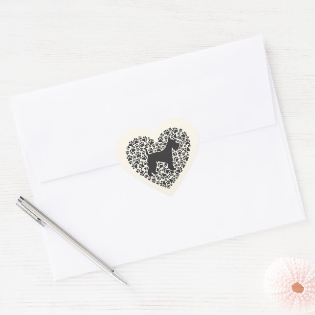 Schnauzer Silhouette Heart Paws Print - Dog Lover Herz-Aufkleber (Umschlag)