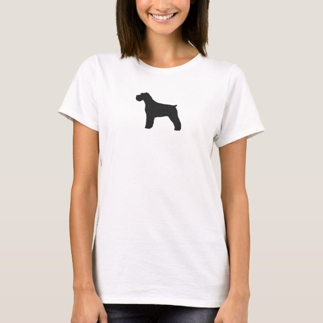 Schnauzer-Silhouette mit den natürlichen Ohren T-Shirt (Vorderseite)