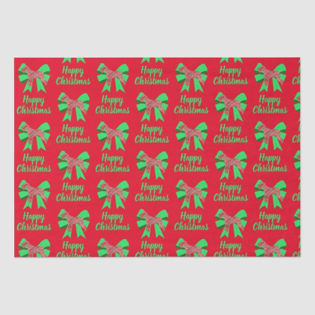 Schnauzer Silhouette Red Christmas Dog & Green Bow Seidenpapier (Vorderseite)