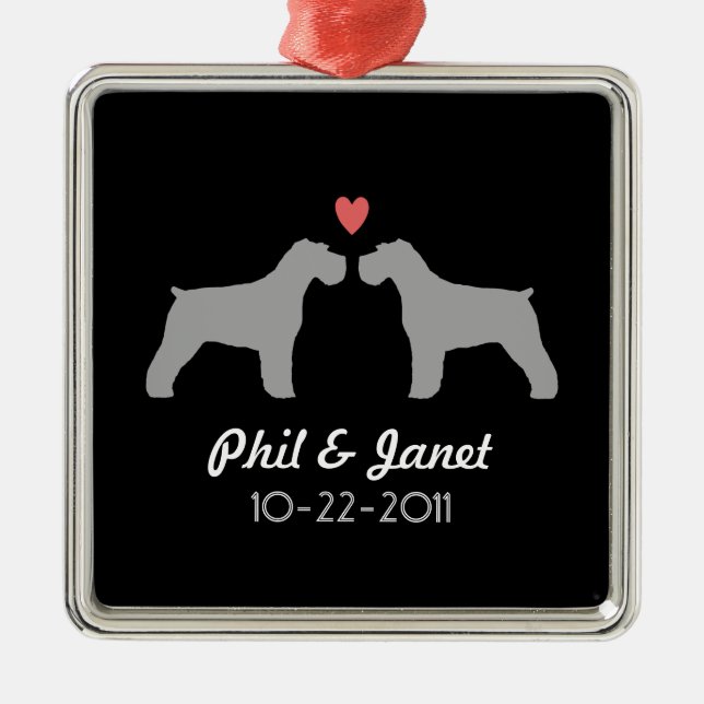Schnauzer Silhouetten Liebe Hunde neu nach Maß Ornament Aus Metall (Vorne)