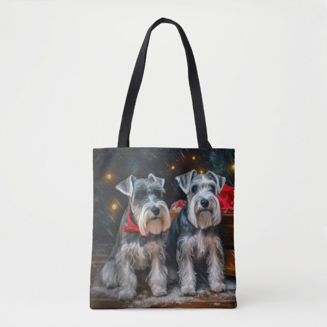 Schnauzer Snowy Sleigh Weihnachtsdekor Tasche (Vorderseite)