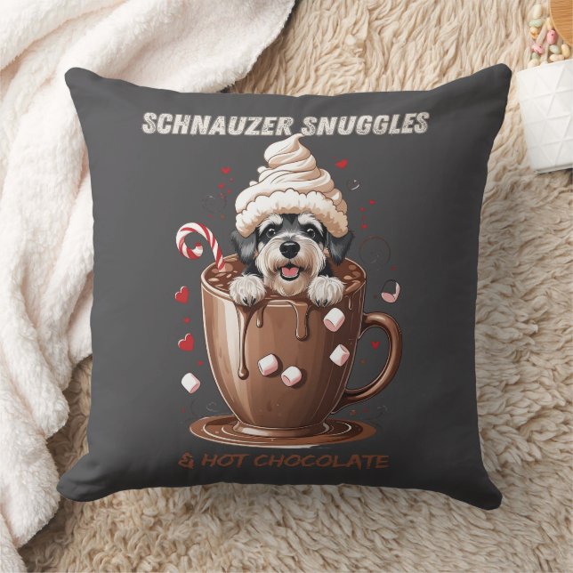 Schnauzer Snuggles & Hot Chocolate Kissen (Decke)