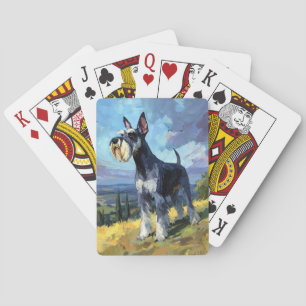 Schnauzer sonnige Landschaft Landschaftskunst Spielkarten