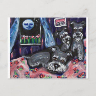 Schnauzer spüren den blauen Mond Postkarte
