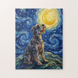 Schnauzer Starry Night Painting
