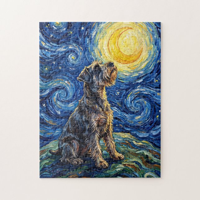Schnauzer Starry Night Painting (Vertikal)