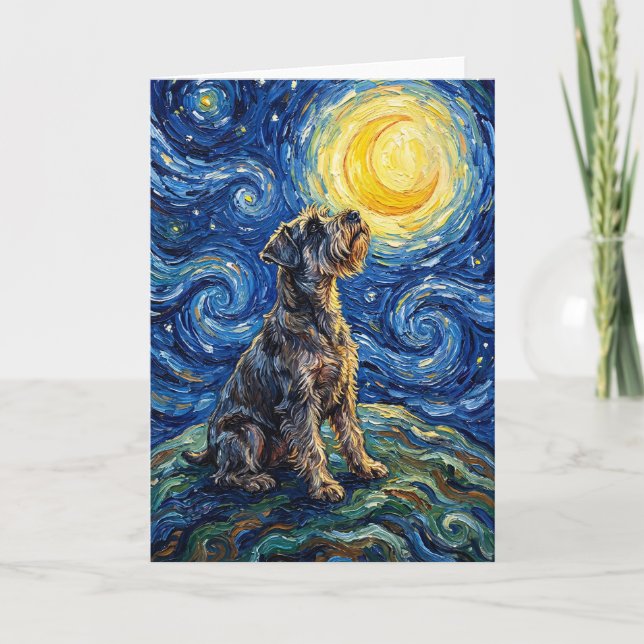 Schnauzer Starry Night Painting Karte (Vorderseite)