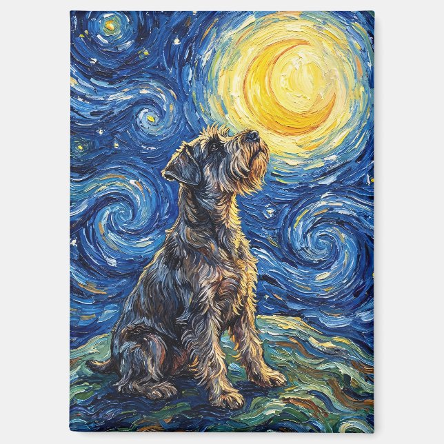 Schnauzer Sternennacht-Gemälde Magnet (Vorderseite)