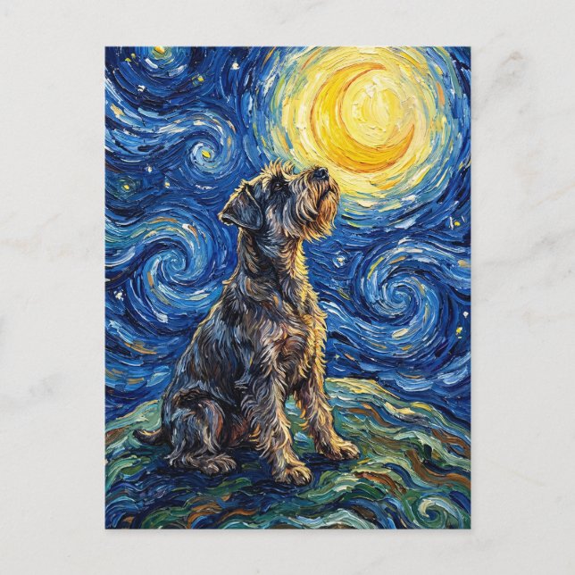 Schnauzer Sternennacht-Gemälde Postkarte (Vorderseite)