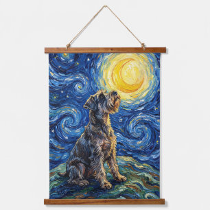 Schnauzer Sternennacht-Gemälde Wandteppich Mit Holzrahmen