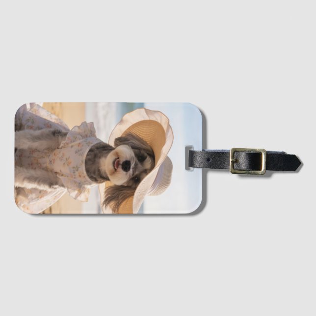 Schnauzer-Strandtag Gepäckanhänger (Vorderseite (Horizontal))