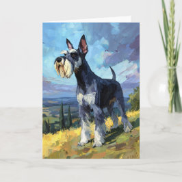 Schnauzer Sunlit Countryside Landscape Art Karte