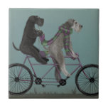 Schnauzer Tandem Fliese<br><div class="desc">Schnauzer Tandem von Fabfunky. Schnauzer reiten im skurrilen Steampunkstil. | 192047D</div>