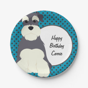 Schnauzer und Polka Dots Personalisiert Pappteller