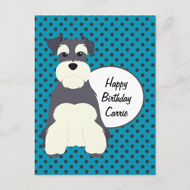 Schnauzer und Polka Dots zum Geburtstag Postkarte (Vorderseite)