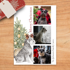 Schnauzer und Weihnachtsbaum Haustier Foto Feiertagskarte