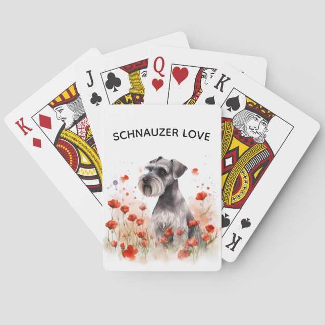 Schnauzer und Wildblumen Spielkarten (Rückseite)