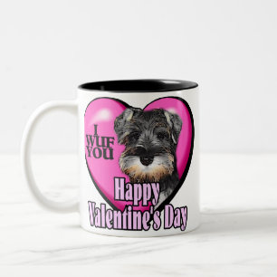 Schnauzer-Valentinstag Zweifarbige Tasse