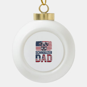 Schnauzer-Vater Patriotisch Retro-Hund Keramik Kugel-Ornament