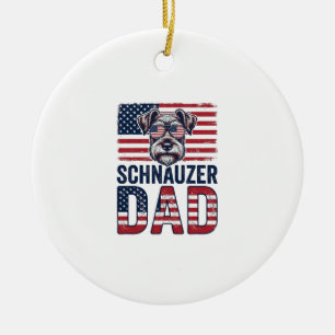 Schnauzer-Vater Patriotisch Retro-Hund Keramik Ornament