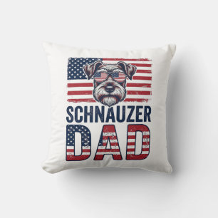 Schnauzer-Vater Patriotischer Vintage-Hund Kissen