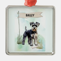 Schnauzer Wasserfarbe Personalisierter Hund