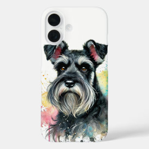 Schnauzer Watercolor Art iPhone 16 Hülle