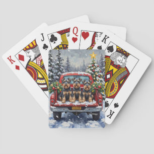 Schnauzer Weihnachten Roter LKW Urlaub Spielkarten