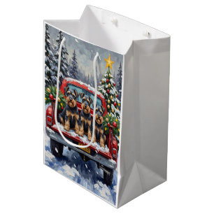 Schnauzer Weihnachten Rotes Lastwagen Ferien Mittlere Geschenktüte