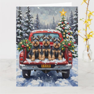 Schnauzer Weihnachten Rotes Lastwagen Urlaub Karte