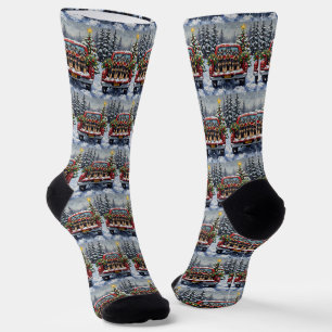 Schnauzer Weihnachten Rotes Lastwagen Urlaub Socken