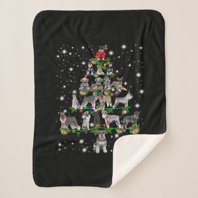 Schnauzer Weihnachtsbaum mit Lichteinfall Sherpadecke (Vorderseite)