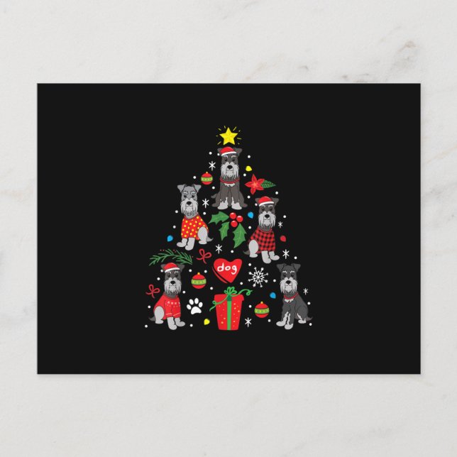 Schnauzer Weihnachtsbaum Ornament Funny Pet Dog Ankündigungspostkarte (Vorderseite)