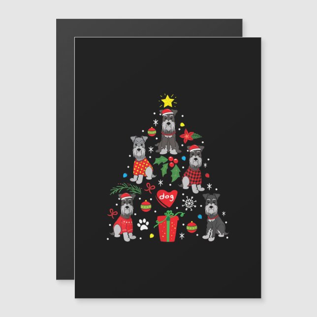Schnauzer Weihnachtsbaum Ornament Funny Pet Dog Magneteinladung (Vorne/Hinten)