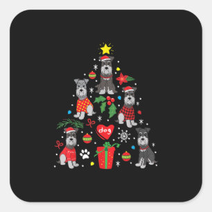 Schnauzer Weihnachtsbaum Ornament Funny Pet Dog Quadratischer Aufkleber