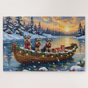 Schnauzer Weihnachtsboot-Feiertag