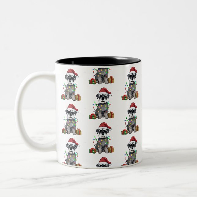 Schnauzer Weihnachtscoffee Cup-Tasse Zweifarbige Tasse (Links)