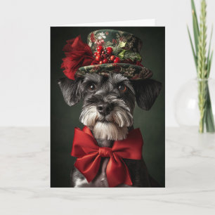 Schnauzer Weihnachtskarte Eleganter viktorianische Feiertagskarte